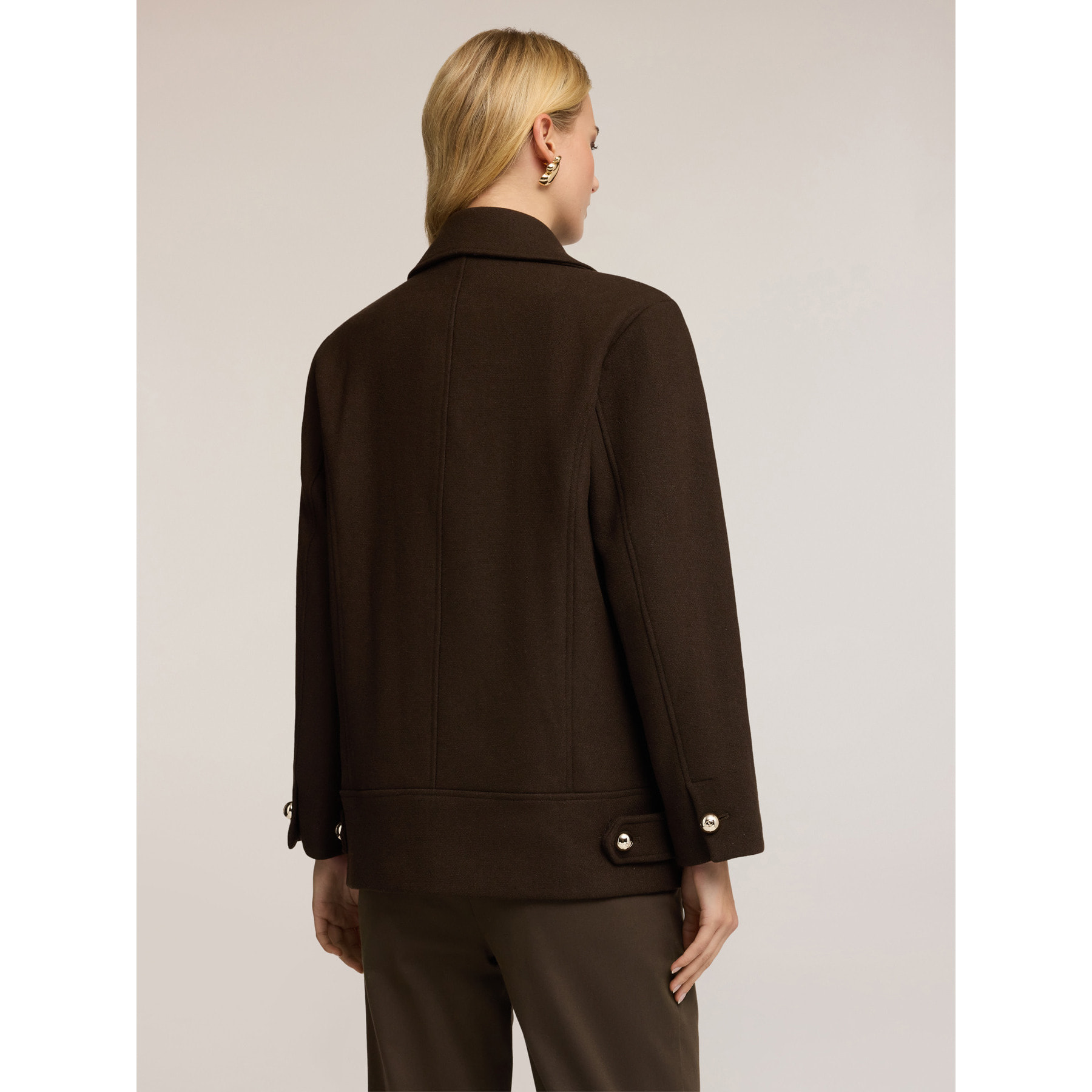 Motivi - Cappotto doppiopetto in panno misto lana - Marrone