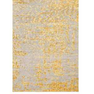 tapis salon 140x200 fait main en viscose jaune rectangle motif faux uni