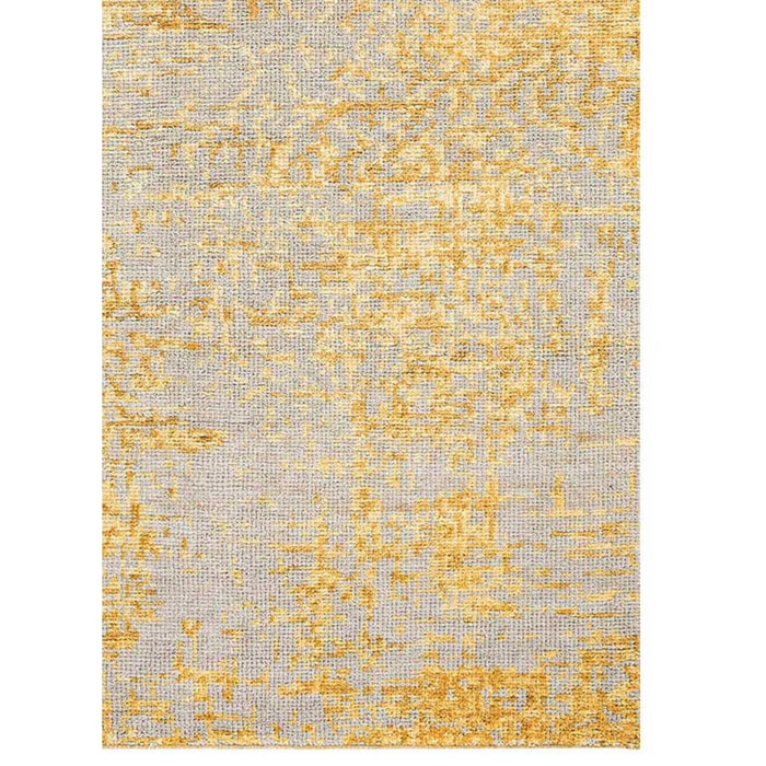 tapis salon 140x200 fait main en viscose jaune rectangle motif faux uni