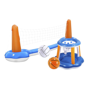 Juego de hinchables voleibol y baloncesto, para piscina y exteriores.