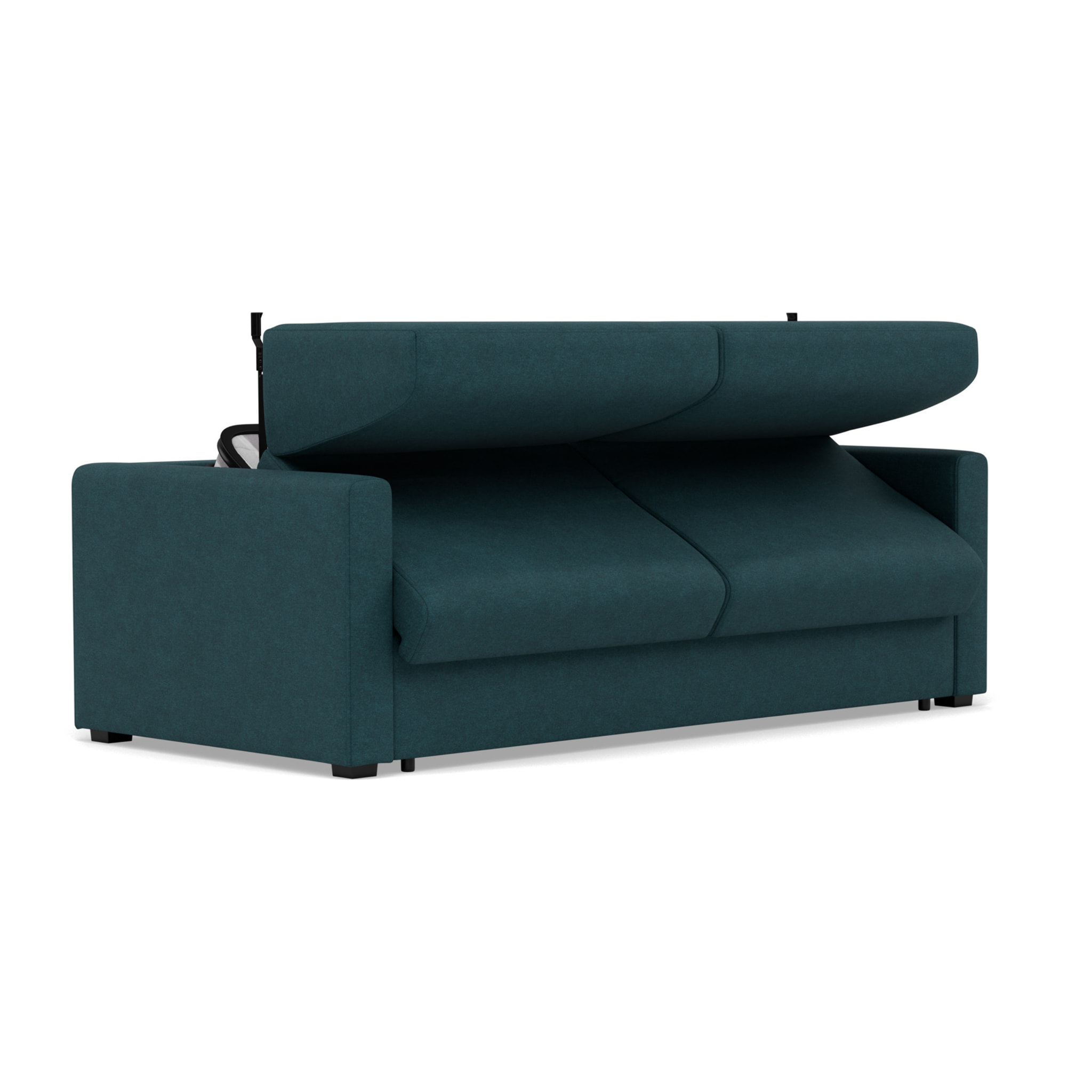 Julia - canapé 3 places convertible couchage quotidien matelas 18 cm en tissu - Bleu