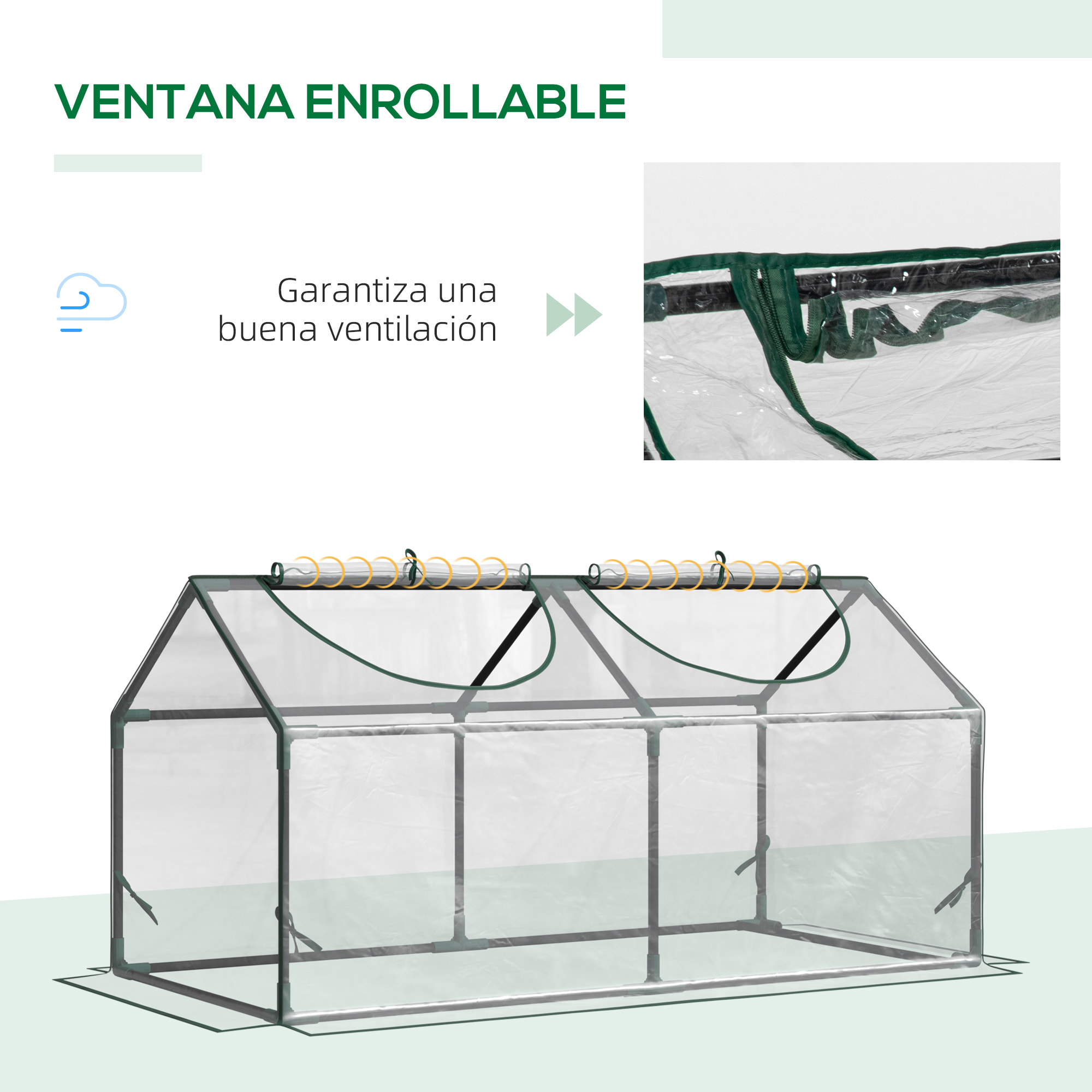 Invernadero de Terraza 120x60x60 cm Caseta de Jardín Acero con 2 Ventanas Enrollables Vivero Casero para Cultivo de Plantas Verduras Flores Transparente