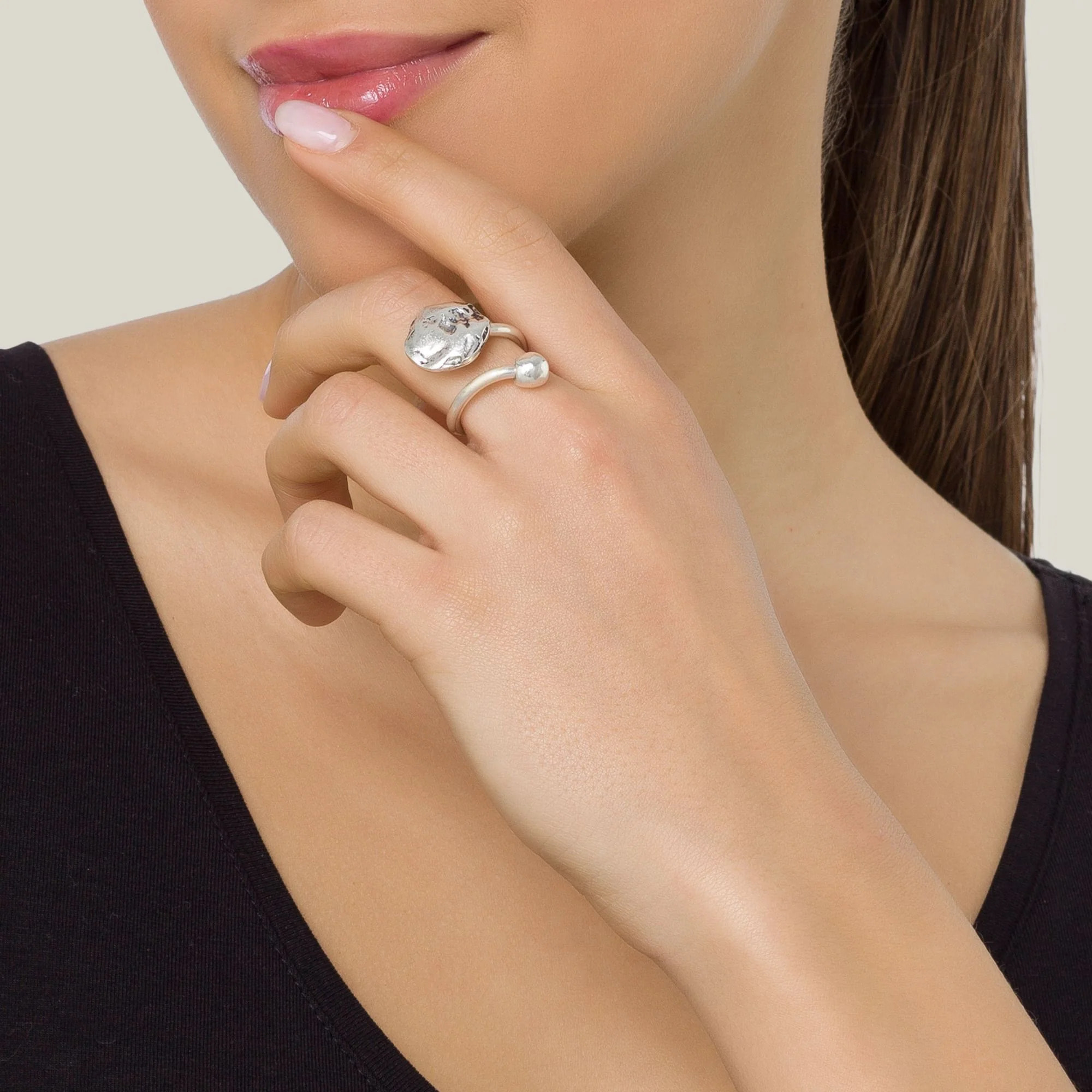 Anillo ajustable plata925 chapado "Moon"