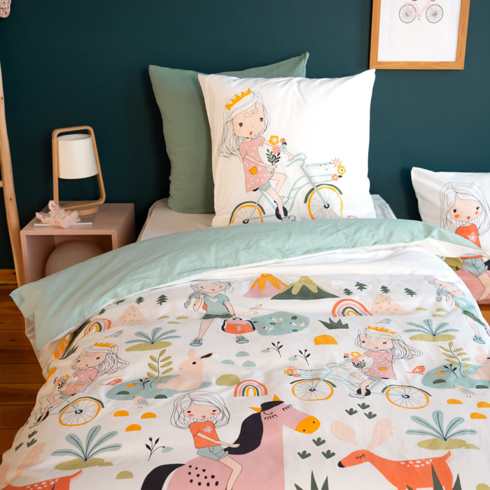 Parure de lit enfant imprimé 100% coton - tess rando - bleu