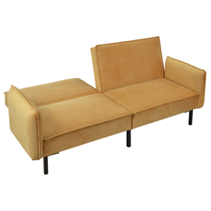 Canape Convertible Velours Ocre