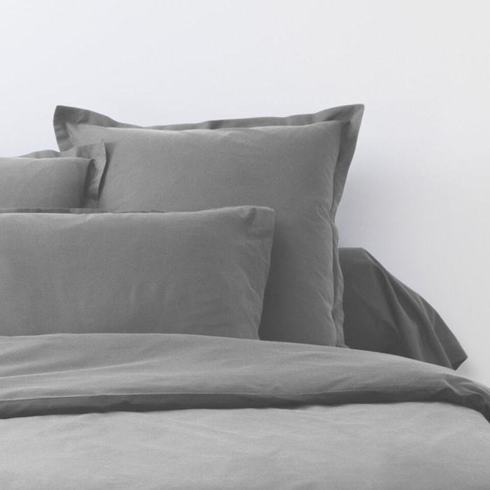 Parure De Drap 3pcs et Drap Housse 90x190cm Coton 57fils/cm2 Anthracite