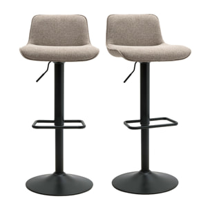 Tabourets de bar réglables pivotants 360° en tissu taupe et métal noir (lot de 2) BOOST