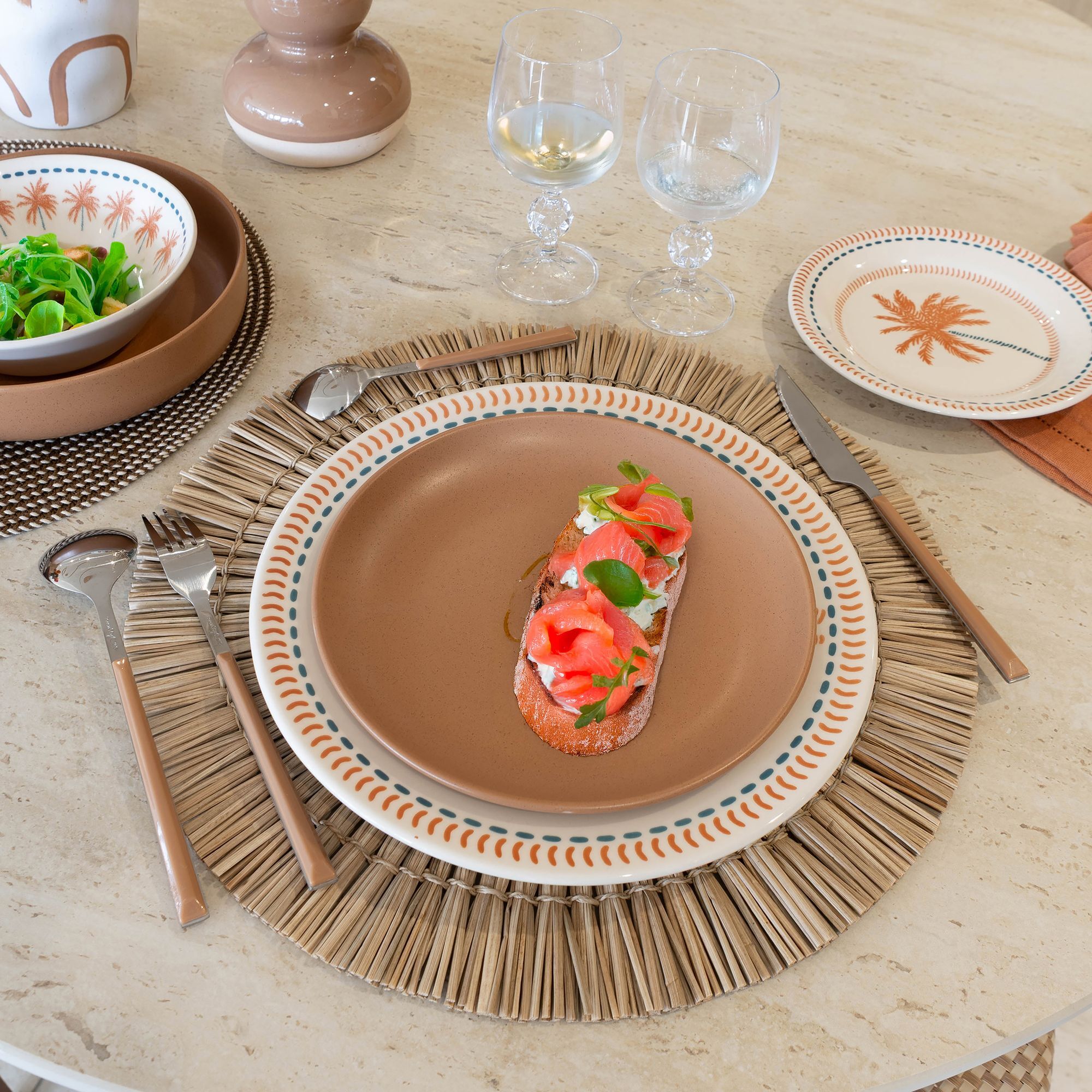 Lot de 6 assiettes à dessert marron en grès 20,5cm ARITA