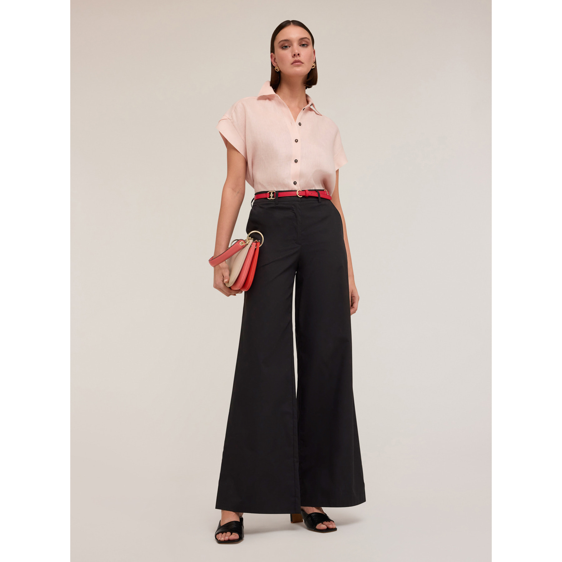 Motivi - Camicia maniche corte in lino - Rosa