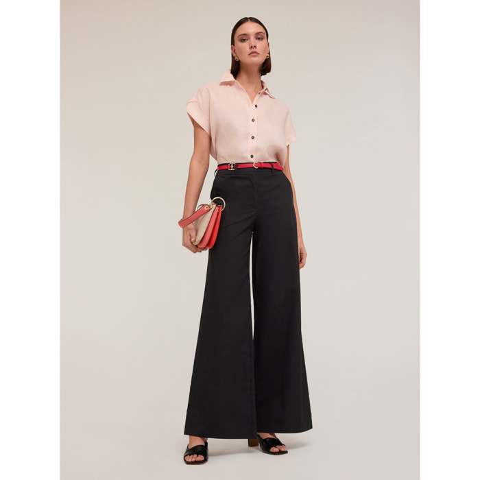 Motivi - Camicia maniche corte in lino - Rosa