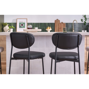 Tabourets de bar fixes noirs H65 cm (lot de 2) BREKA