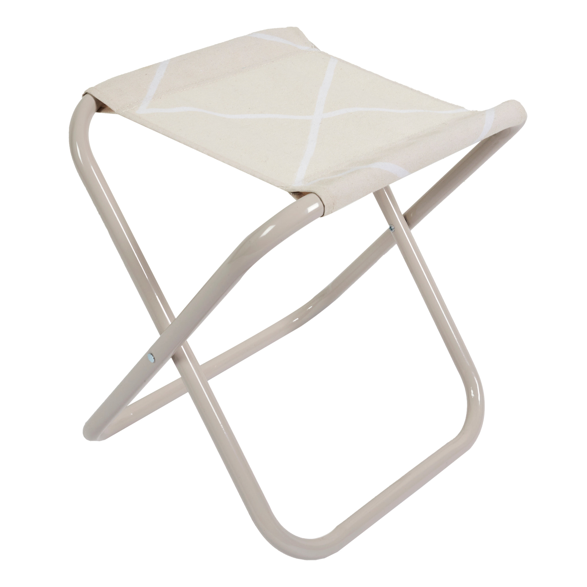 Tabouret Pliant Terre Inconnue Beige A Carreaux