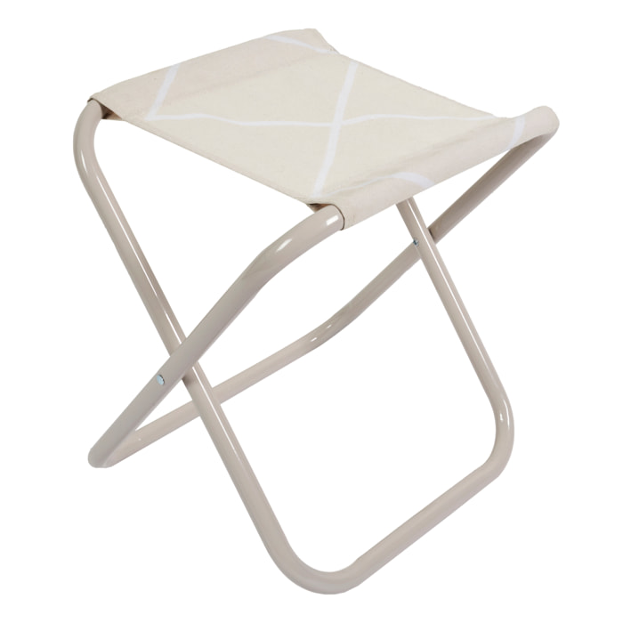 Tabouret Pliant Terre Inconnue Beige A Carreaux