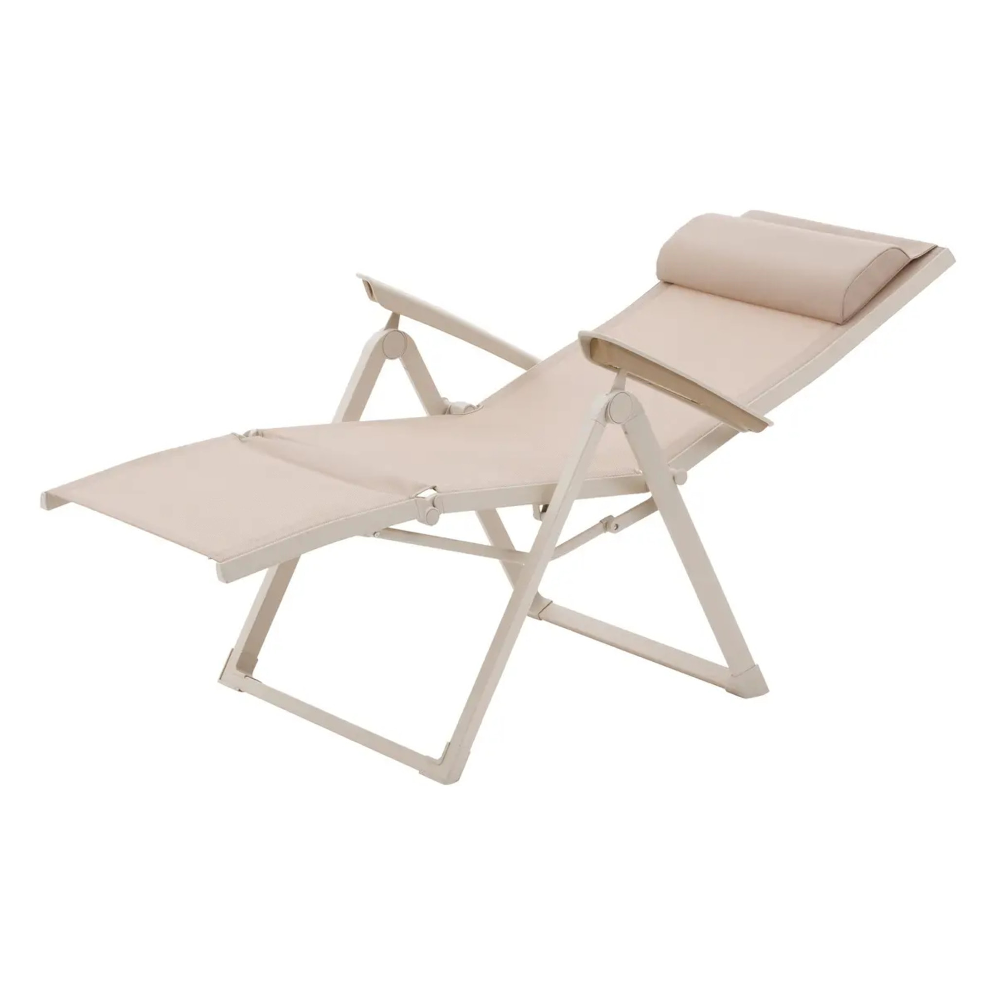 Fauteuil de jardin inclinable "Decima" lin & argile 8 positions en aluminium et texaline