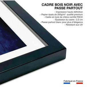 Poster bleu glacier Affiche + cadre en bois - Noir