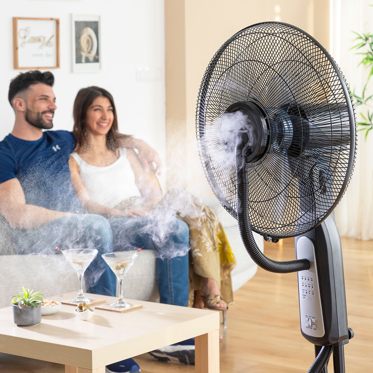 Ventilatore Nebulizzatore da Terra con Telecomando InnovaGoods Mistinn Nero 90 W 2,8 L