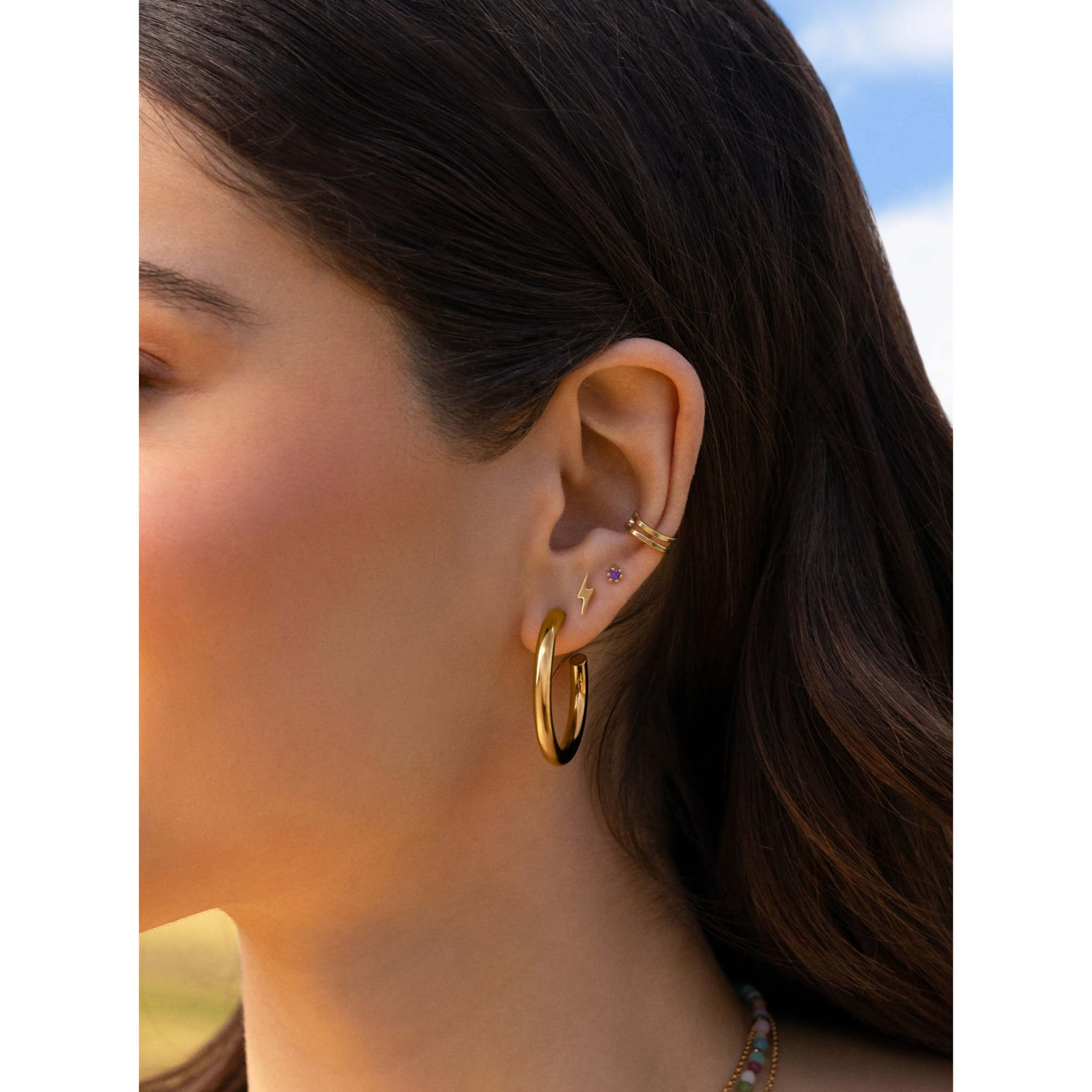 Orecchino Singolo Sophie Lavande Argento Placcato Oro