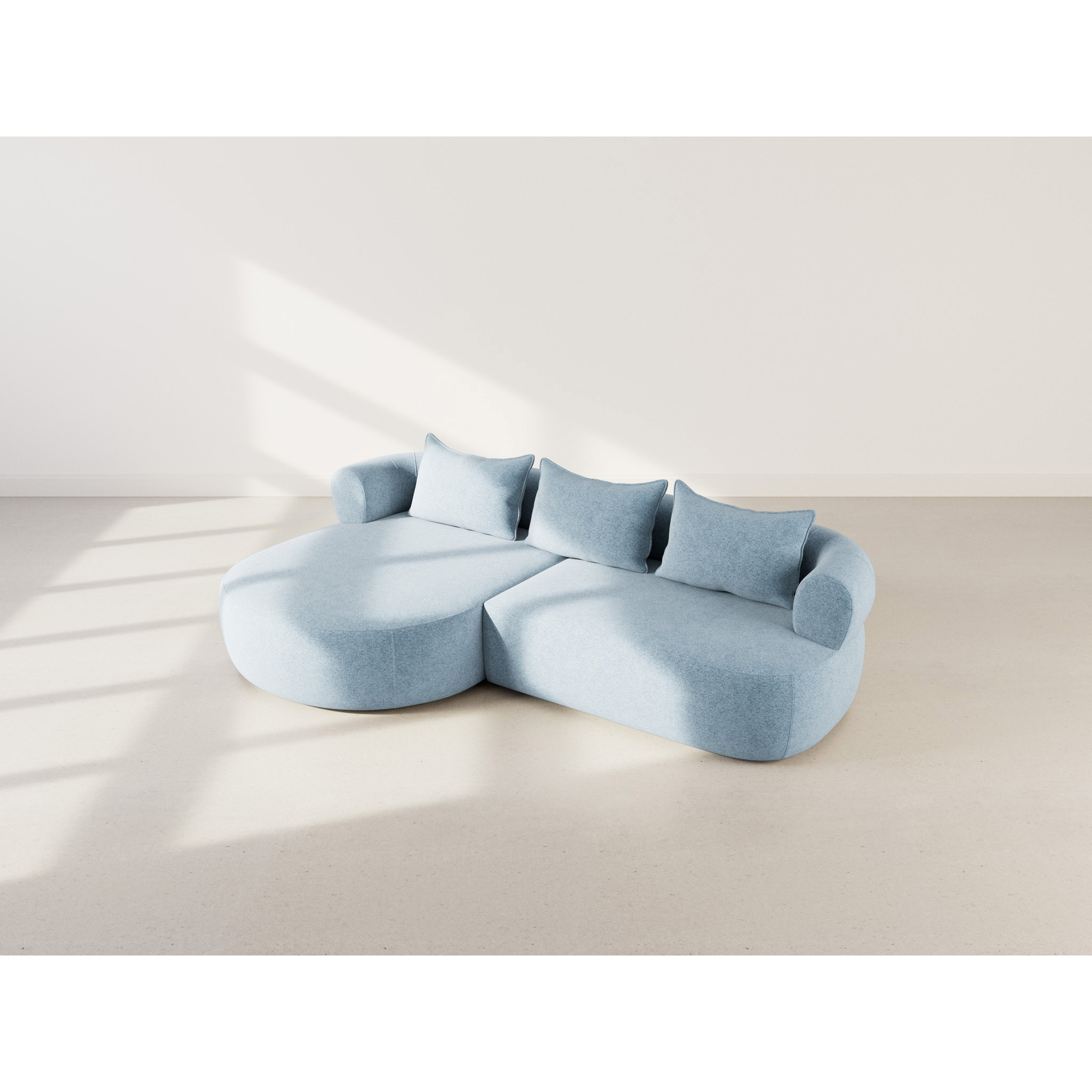 Angela - canapé d'angle gauche 4 places en velours texturé - Bleu