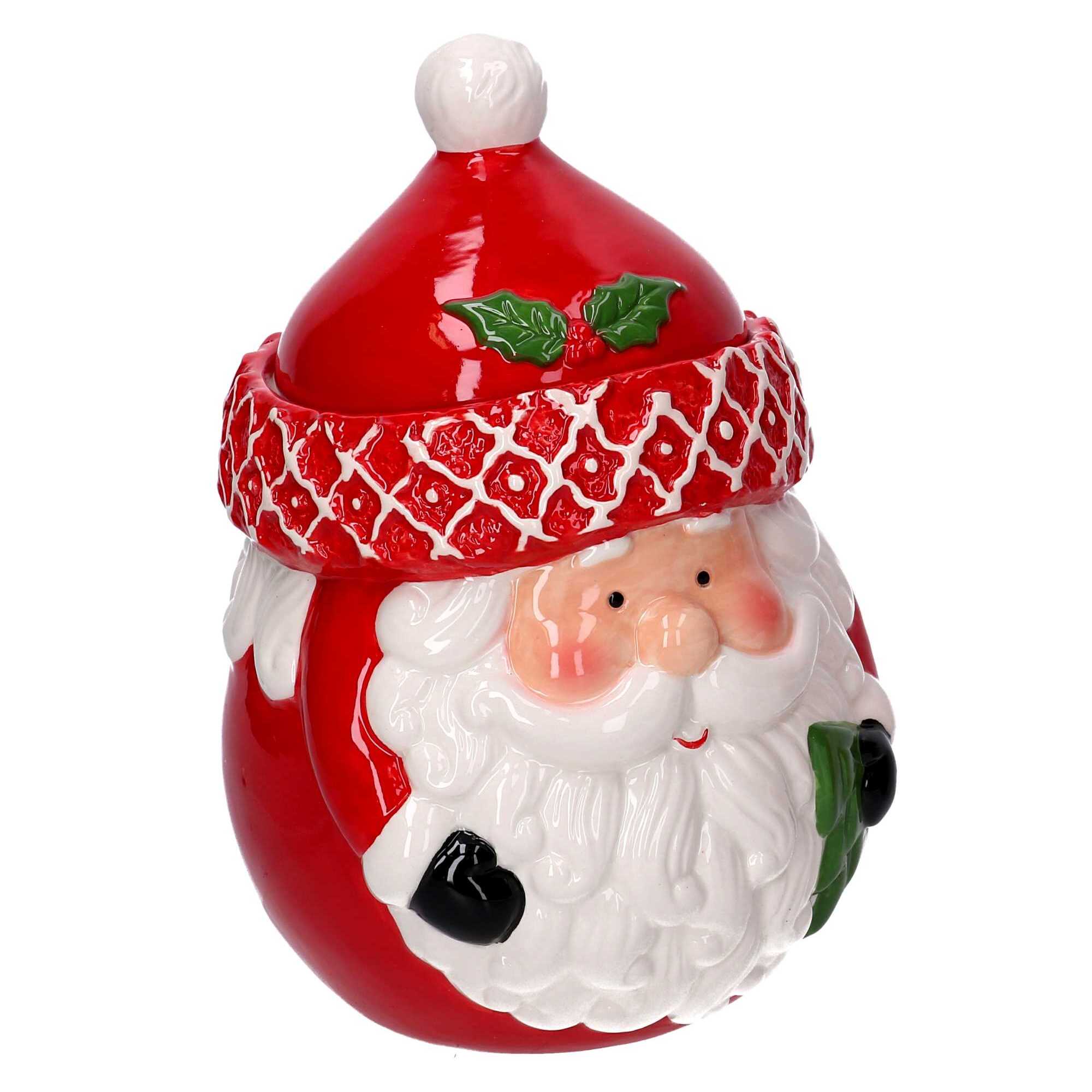 Barattolo in ceramica babbo natale bianco e rosso cm16x16h24