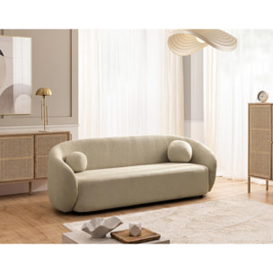Flore - Canapé droit 3 places en tissu bouclette - Taupe