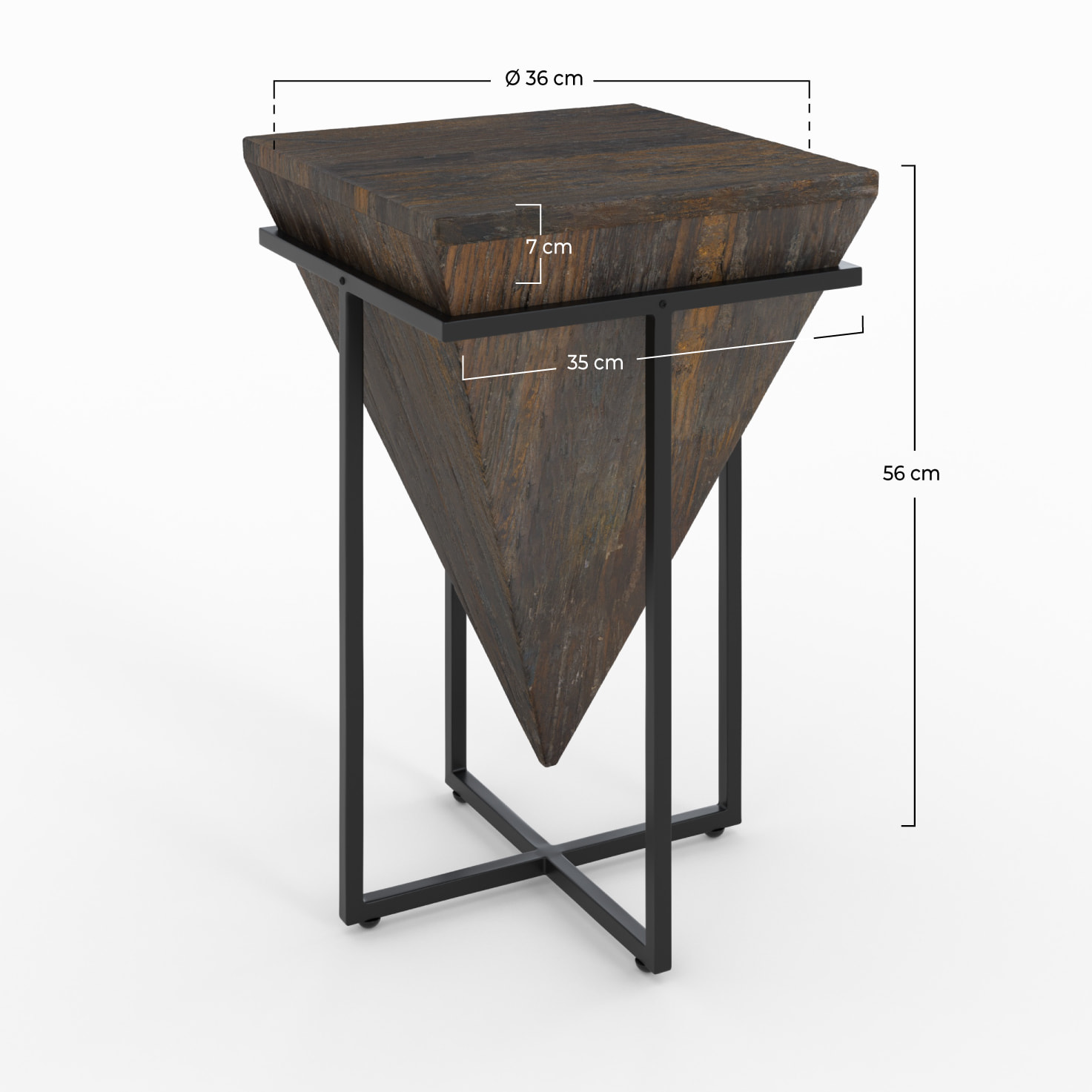 Moyenne table d'appoint en bois et métal - Shanghai