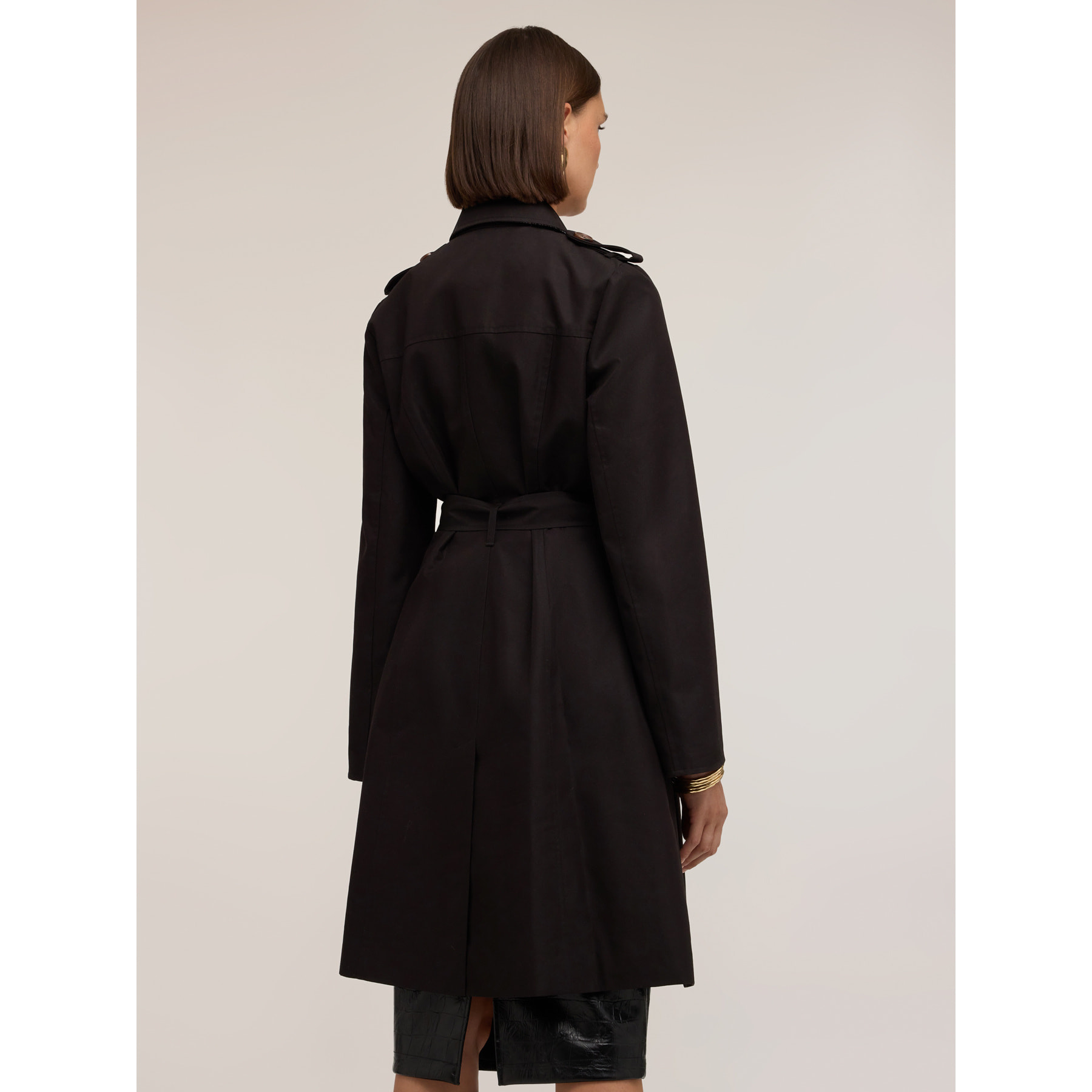 Motivi - Trench cinturato doppiopetto misto cotone - Nero