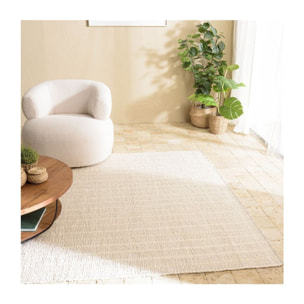 SACHA - Tapis rectangulaire 160x230cm en coton recyclé couleur ivoire