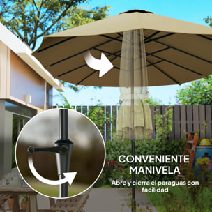 Sombrilla Doble 4x2,2 m Sombrilla Terraza Exterior con Manivela Manual Impermeable y Protección UV30+ Parasol Grande para Terraza Playa Piscina Café
