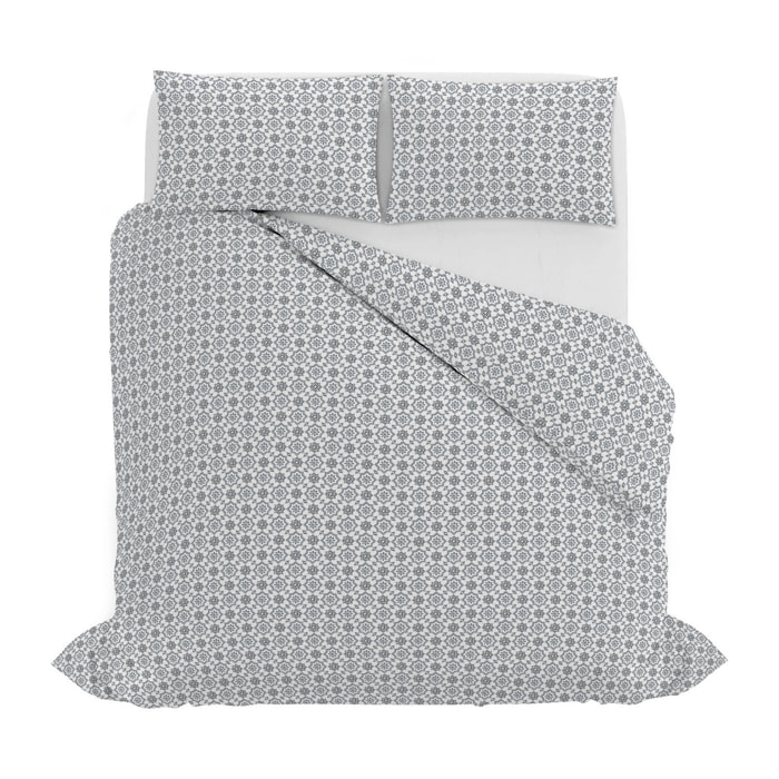 PARURE COPRIPIUMINO ATHENA, 100% Cotone, Made in Italy - DORA FUMO