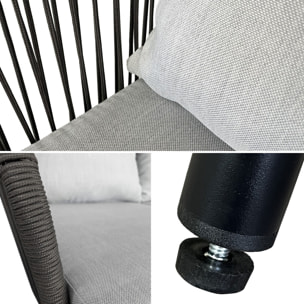 Salon de jardin en corde OUVÉA gris clair - 4 places