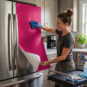 Rouleau adhésif décoratif Vinyle au Mètre - Fushia - Sticker Lavable Imperméable Mur Cuisine Meubles
