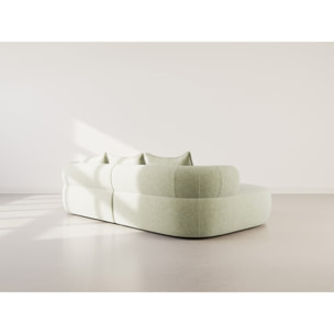 Angela - canapé d'angle gauche 4 places en velours texturé - Vert sauge