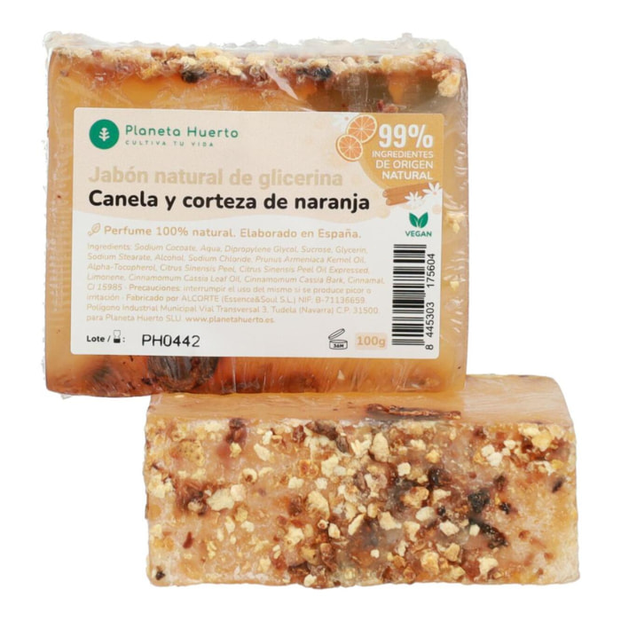 Jabón natural de glicerina canela y corteza de naranja 100 g