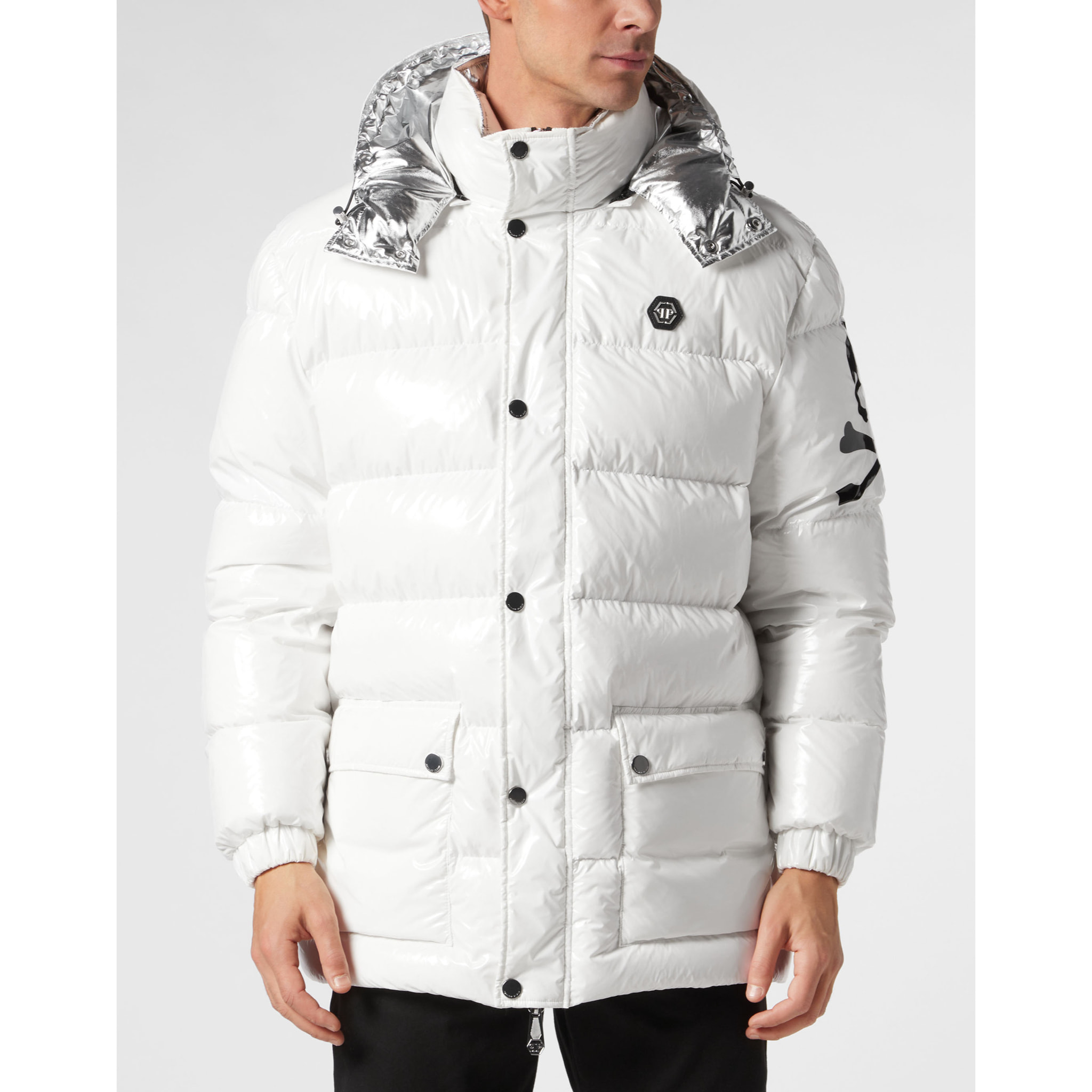 PHILIPP PLEIN Piumino lungo SKULL&BONES