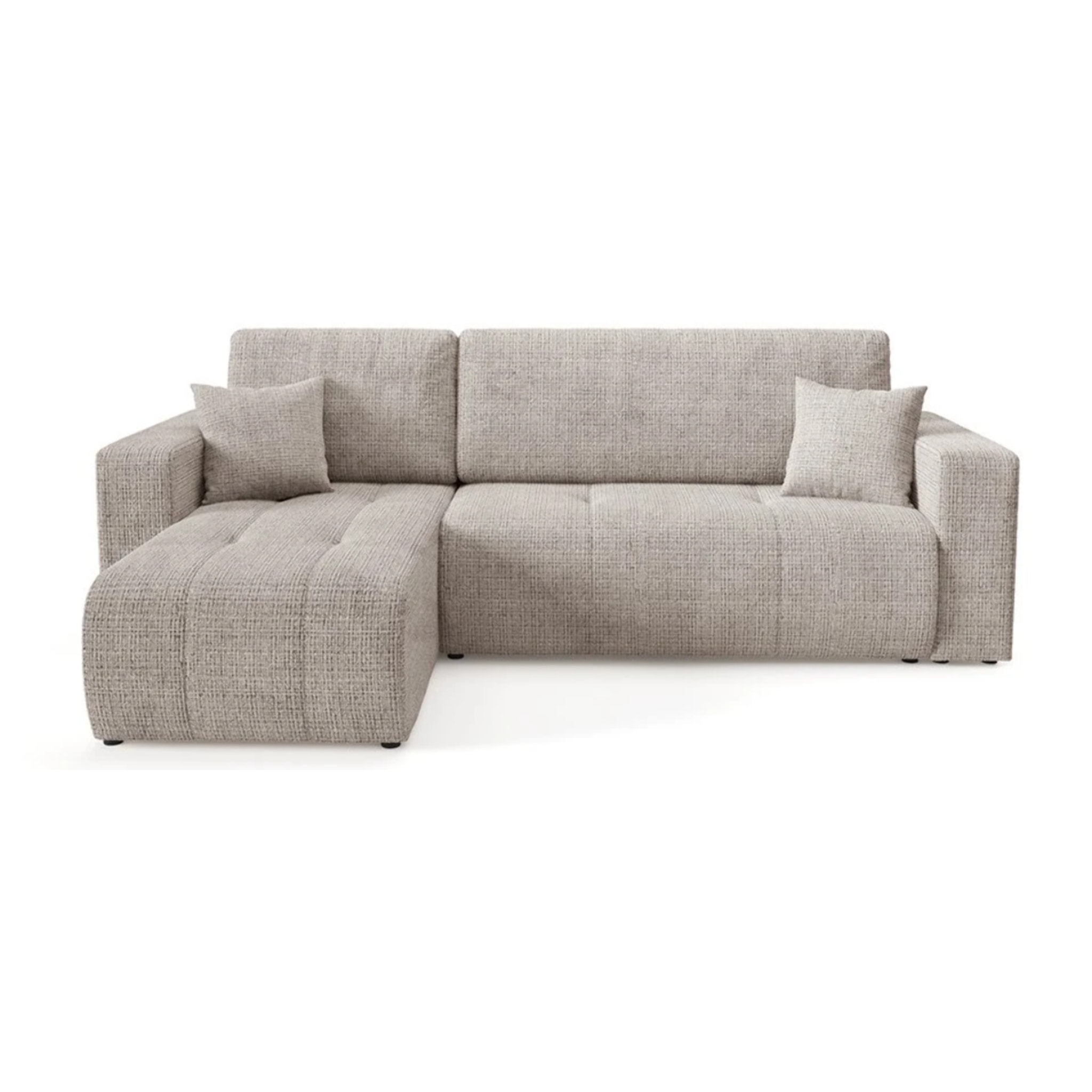 AURORE - Canapé d'angle gauche 3 places en tissu texturé taupe