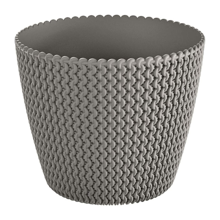 Maceta redonda de plastico en color gris