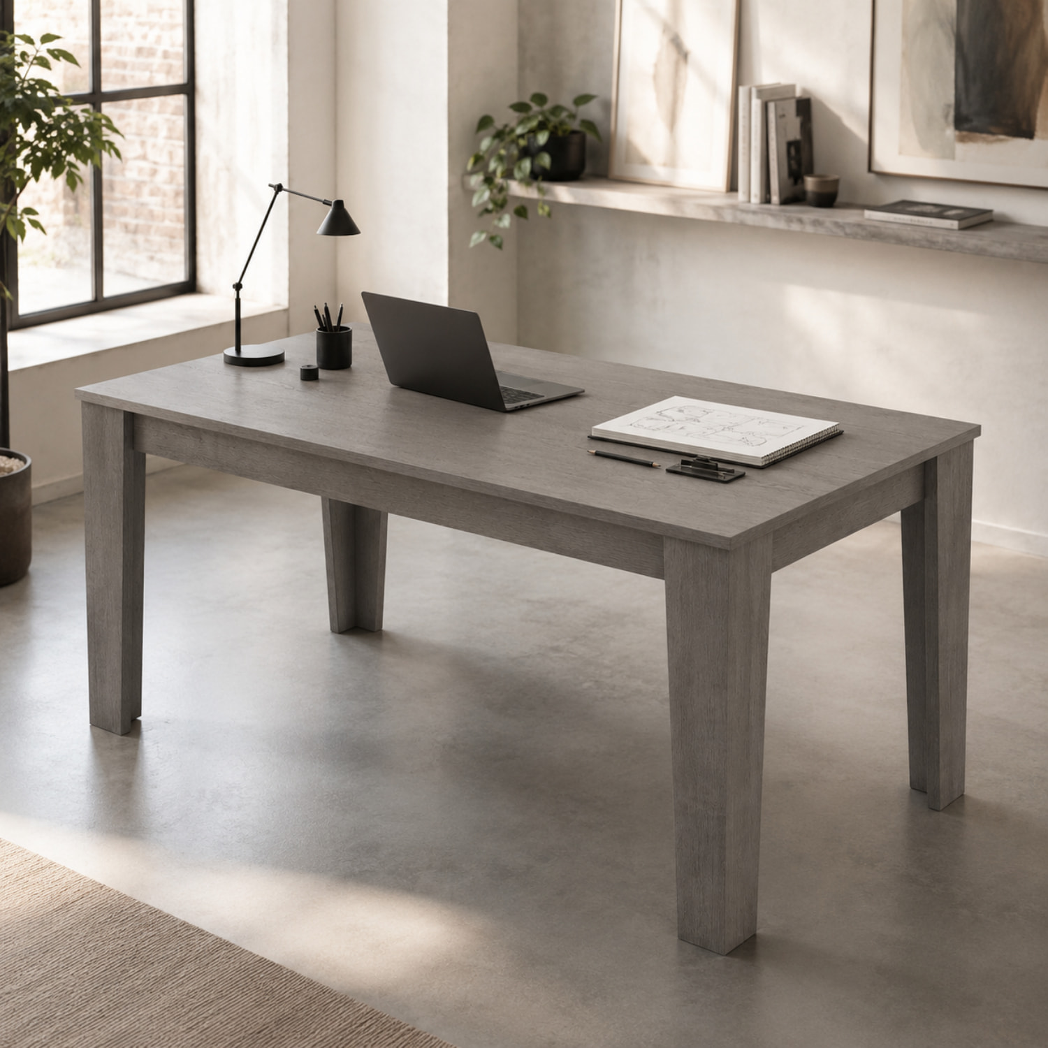 Tavolo da Pranzo Allungabile Da 160 A 220 Cm Gambe a Spillo Design Moderno 10 Posti Melaminico Estensibile Guide In Metallo Salotto Soggiorno Grigio