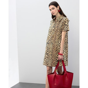 Abito corto con stampa animalier