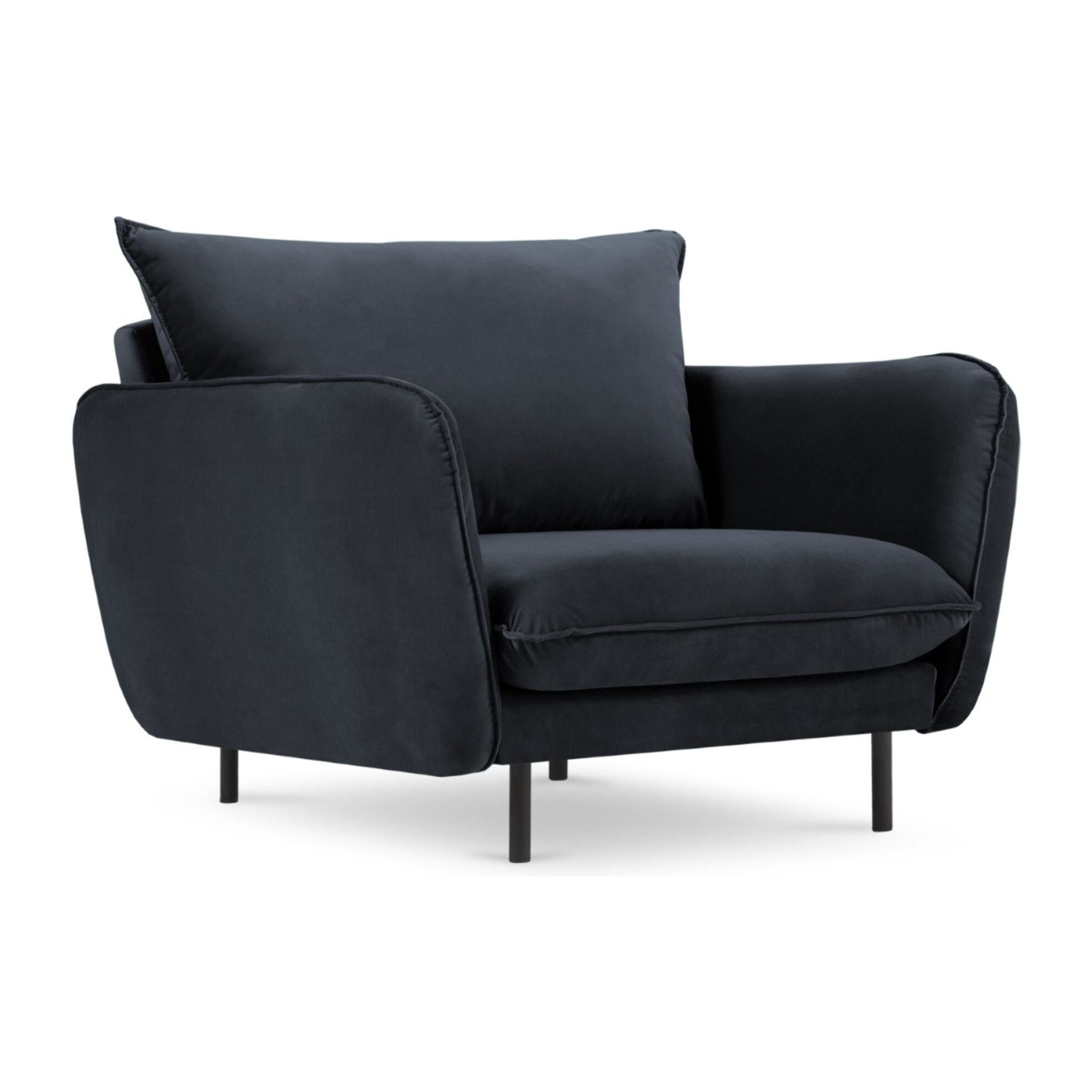 Fauteuil "Vienna" en velours bleu foncé