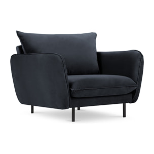 Fauteuil "Vienna" en velours bleu foncé