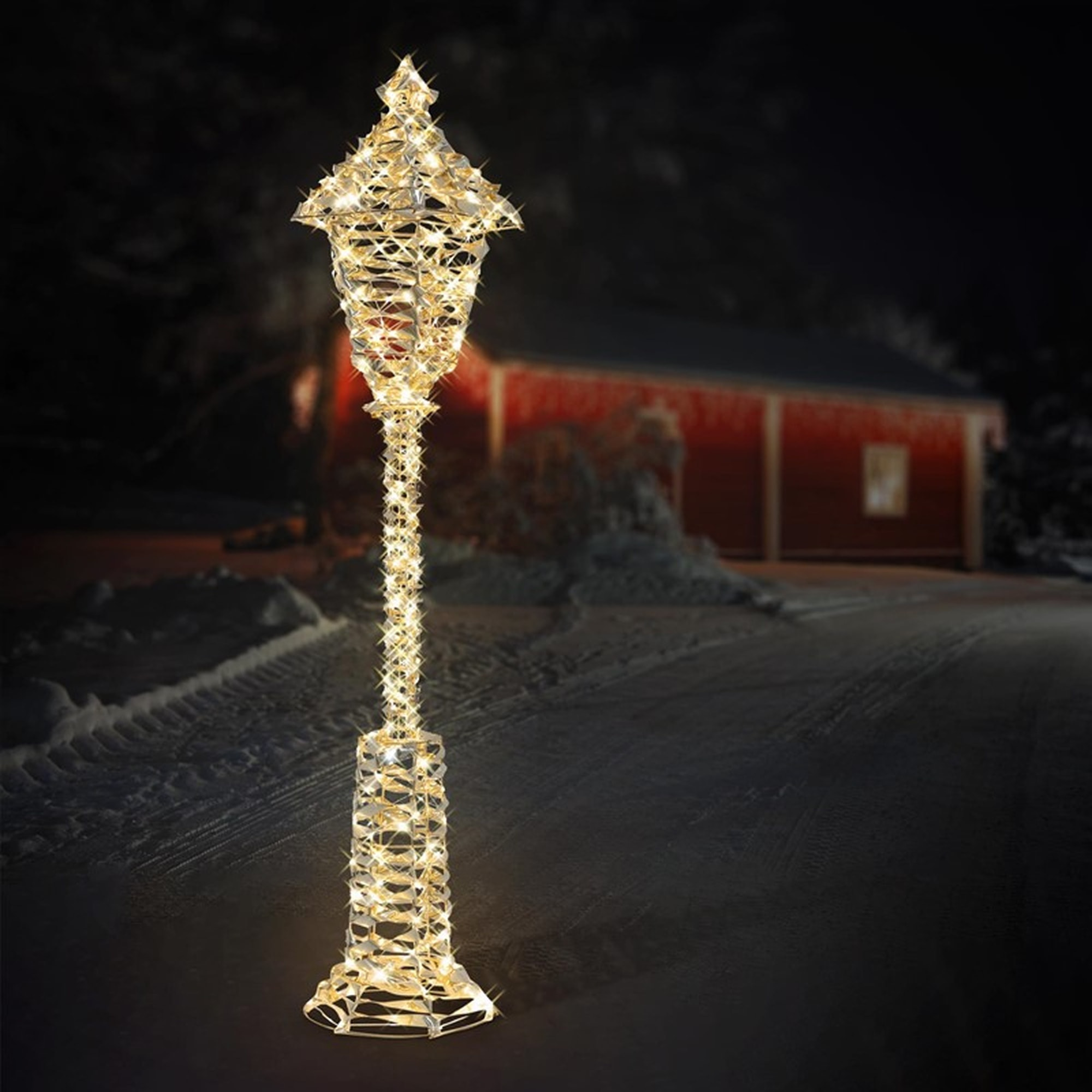 farolillo luminoso de marco dorado 34x34x150cm