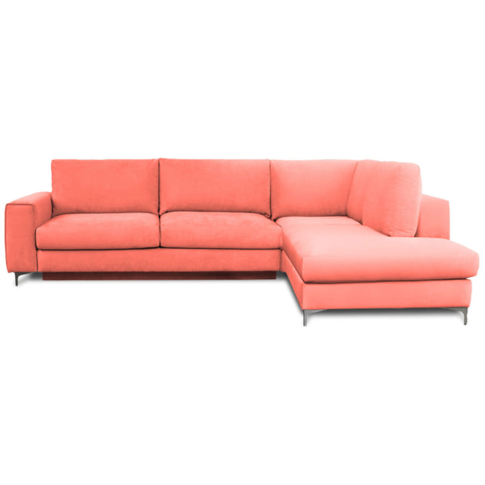 Canapé d'Angle Droit Velours Fiesole, 3 Places, Couchage Intégré, Coffre de Rangement, Housse Déhoussable