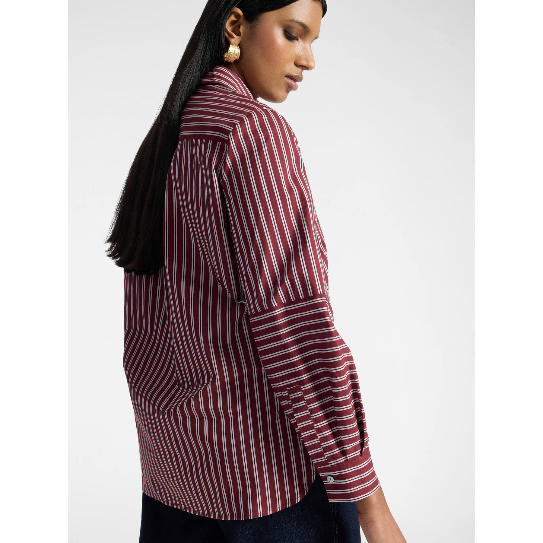 Elena Mirò - Camicia misto cotone a righe - Bordeaux