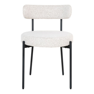 Set 2 sedie da pranzo Badalona in bouclé bianco con gambe nere 49x57x72,5 cm