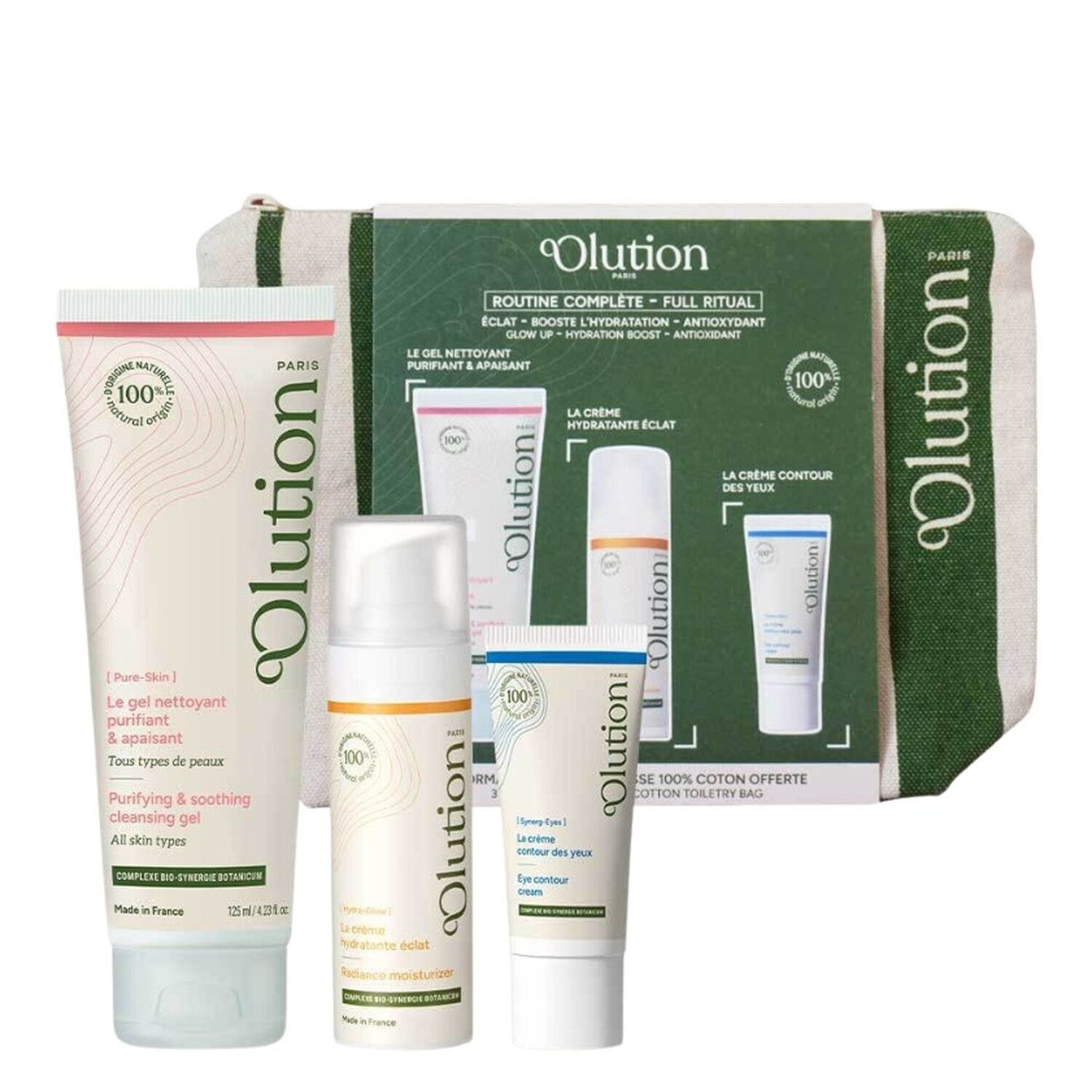 Trousse Rituel - Coffret Le Gel Nettoyant Purifiant 125ml + Crème Hydratante Éclat 50ml + Crème Contour des Yeux 15ml