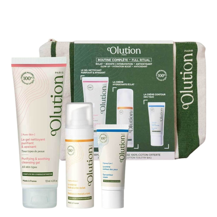 Trousse Rituel - Coffret Le Gel Nettoyant Purifiant 125ml + Crème Hydratante Éclat 50ml + Crème Contour des Yeux 15ml