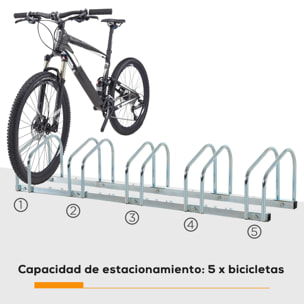 Aparcamiento para Bicicletas Soporte de Acero para Aparcar Bicicletas en el Suelo o Pared Estacionamiento para Interior y Exterior 110x33x27 cm Plata