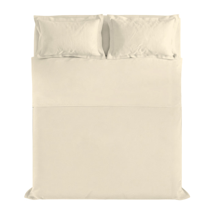 COMPLETO LETTO RASO CLOE, 100% Raso di Cotone, Made in Italy - PANNA