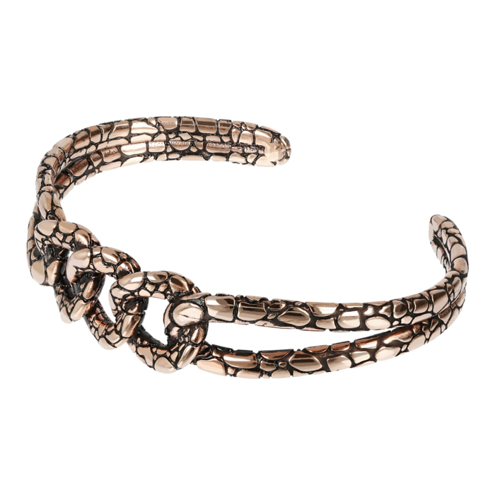 Bracciale Rigido Texture Serpente Placcato Oro Rosa 18kt