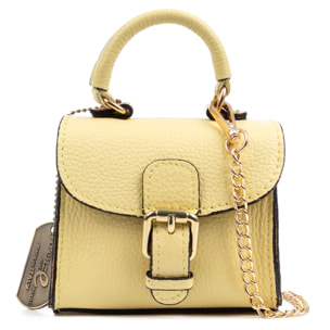 Annicco mini borsa a mano e a tracolla per donna. Vera pelle finitura Dollaro.